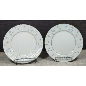 Aurora Silver Falling Stars Plate White Blue Fashion Manor Fine China Side Plate